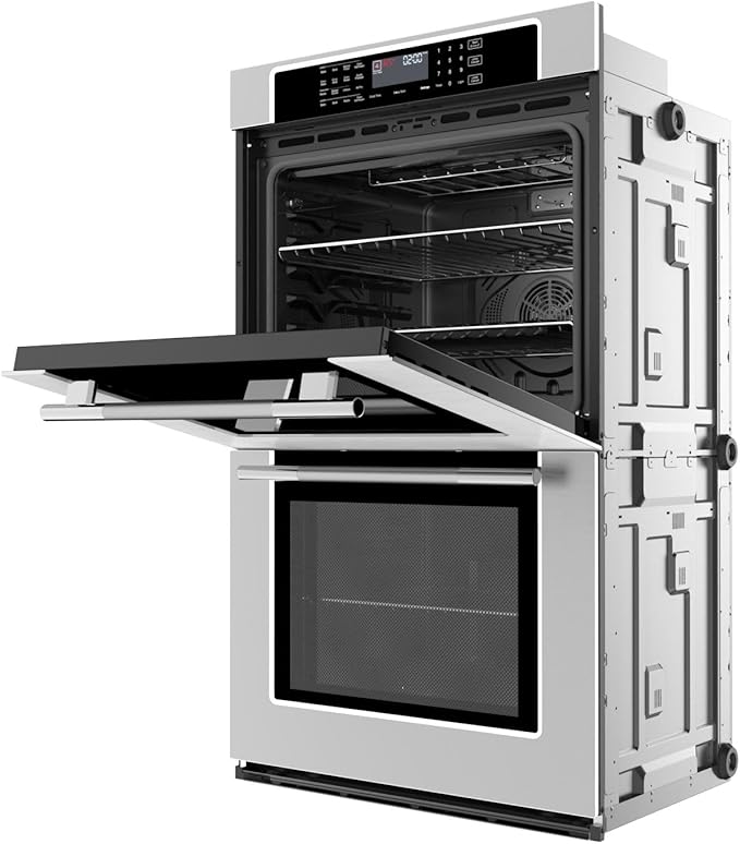 Empava 30 inch Built-In Electric Double Wall Oven, 10 Cu. ft. Capacity, True Convection, Air Fry, Self-Cleaning, Screen Touch Control