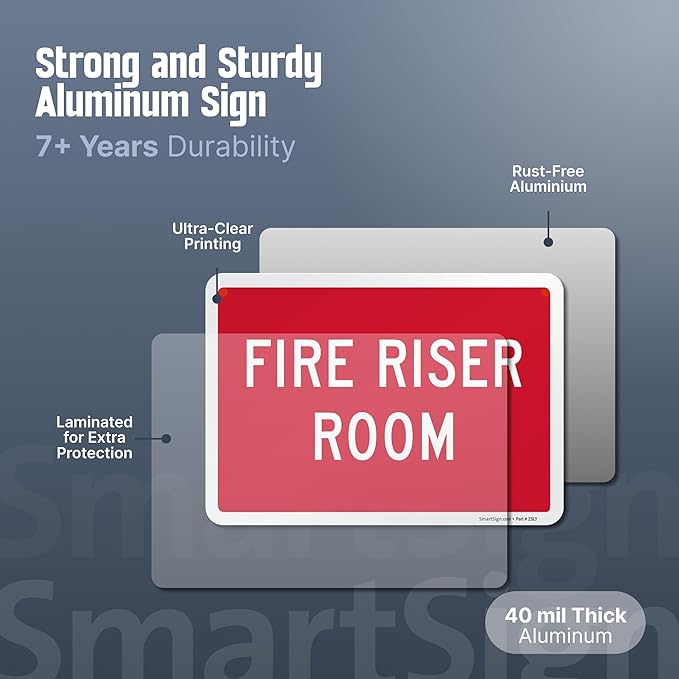 SmartSign "Fire Riser Room" Sign | 7" x 10" Aluminum
