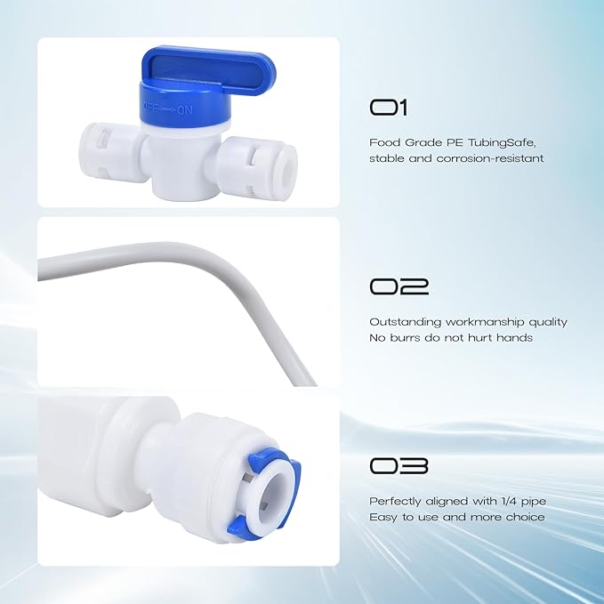 Refrigerator Water Line Kit, CNAODUN Ice Maker Water Line Kit with 1/4" OD 39.4ft Water Line Reverse Osmosis Quick Connect Fittings Push To Connect Water Tube Fittings for Fridge Ice Maker