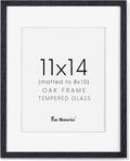 Fun Memories Black Picture Frame 11x14, Rustic Oak Wood 11 x 14 Photo Frames for Wall, 11x14 Frame with Mat for 8x10, Rustic Wood 11 by 14 Wall Gallery Frame Set, Black 11"x14" Frames, 1 Pack