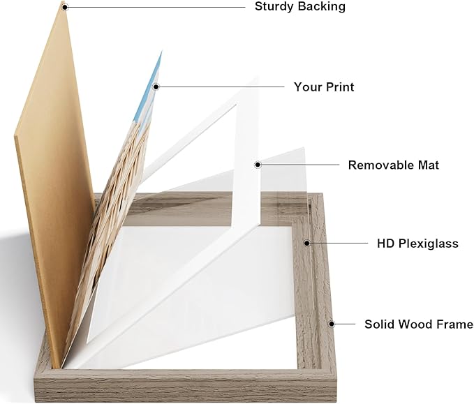 Vittanly 4x6 Picture Frame Set of 2, Solid Wood Frame for Wall or Tabletop, Display Photo 3.5x5 with Mat or 4x6 without Mat, Light Brown