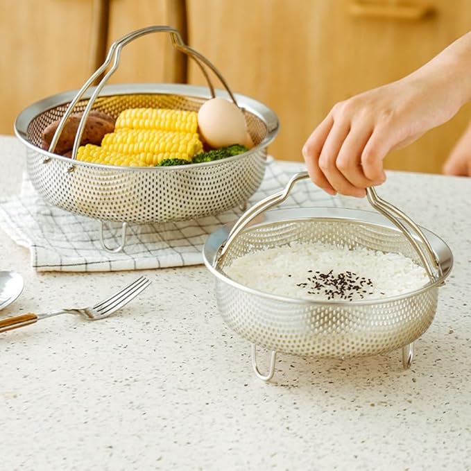 Steamer Basket for Rice Cooker, 304 Stainless Steel Steamer Insert, Separate Rice and Porridge, for Steam Basket Cooking Pots Pressure Cooker, (18cm)