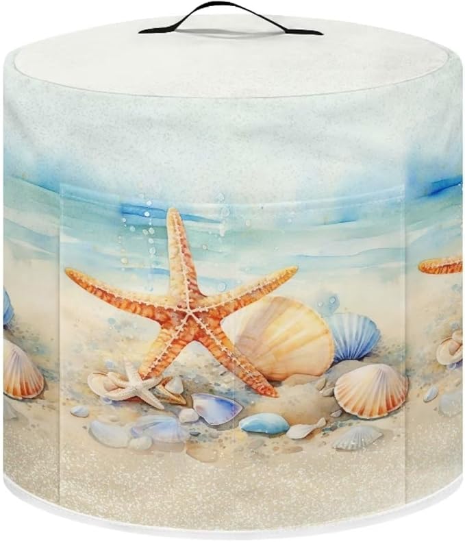 Dust Cover for 6 Quart Pressure Cooker Accessories, Dust Proof Easy to Clean Electric Appliance Cover Air Fryer Accessories with Pocket, Watercolor Starfish Seashell
