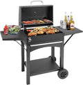 Charcoal Grill with Side Shelf, 353 Sq.Inch Cooking Area,Large Smoker Barbecue Grill with Warming Rack,Outdoor BBQ Grill with Charcoal Tray for Yard, Camping, Picnic