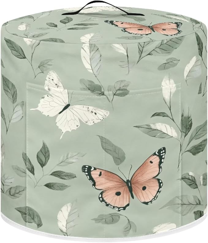 Dust Cover for 3 Quart Pressure Cooker Cover Dust Protection Easy Cleaning Electric Appliance Air Fryer with Pocket Home Decor, Butterfly Leaf Green
