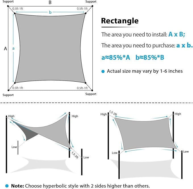 Amagenix Sun Shade Sail 5X8 Curved Edge Outdoor Shade Canopy Dark Green Breathable 95% UV Block Shade Cloth for Patio Garden Backyard (We Make Custom Size)