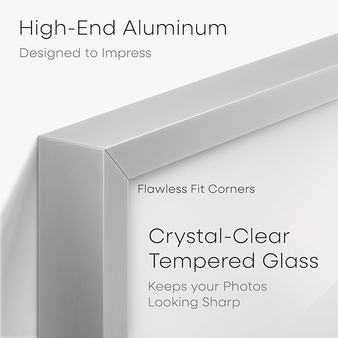 Homeforia 5.5 x 8.5 Business License Frame Silver, High End Metal 5.5x8.5 Certificate Frame, 8.5x5.5 Document Frames for Wall or Tabletop, 5.5 by 8.5 Picture Frames, Tempered Glass, Wall Kit, Set of 2