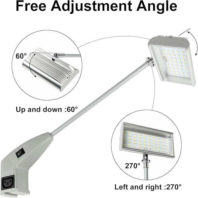 Trade Show Lights LED Display and Exhibit Arm Lighting, Connectable Tradeshow Lights Included Clamps, Mounting Brackets, Power Cables, Connect Cables (2pcs Grey)