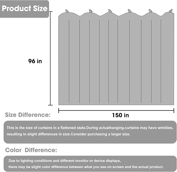 Room Divider Blackout Curtain Track Curtains Wall Dividers Panels Screen for Living Rooms Bedroom Office Privacy Partition Separation, W150 × L96 Inch,1 Panel, White