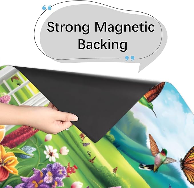 Garden Iris Bird Butterflies Dishwasher Magnet Cover, Reusable Refrigerator Panel Stickers Microwave Front Door Covers Magnets for Kitchen Home Appliances Holiday Party Decorations 23 X 26 in