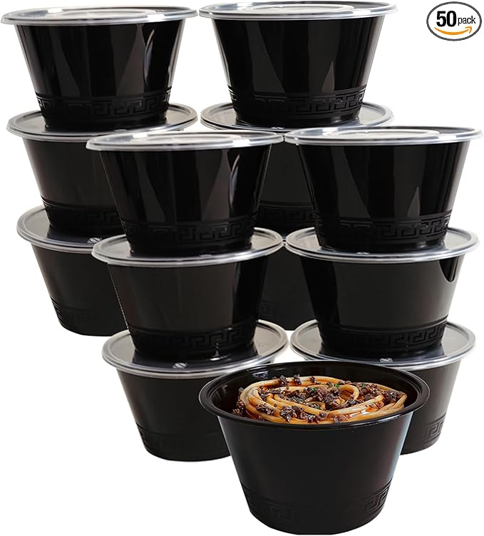 50 Pack 26 oz Disposable Meal Prep Containers with Lids,To Go Take Out Plastic Food Storage, Disposable Takeaway Boxes,Freezer, Dishwasher Safe Prep Containers,