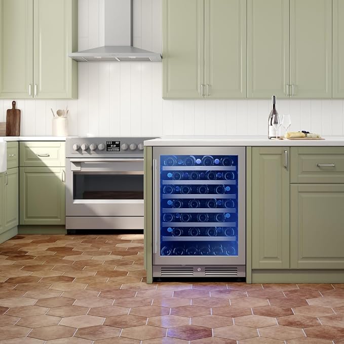 Zephyr Presrv 24" Wine Fridge Single Zone Under Counter - Countertop Wine Cooler Cellars Cabinet Wine Beverage Refrigerator Home Bar Chiller Freestanding with Glass Door, 53 Bottles 750ml