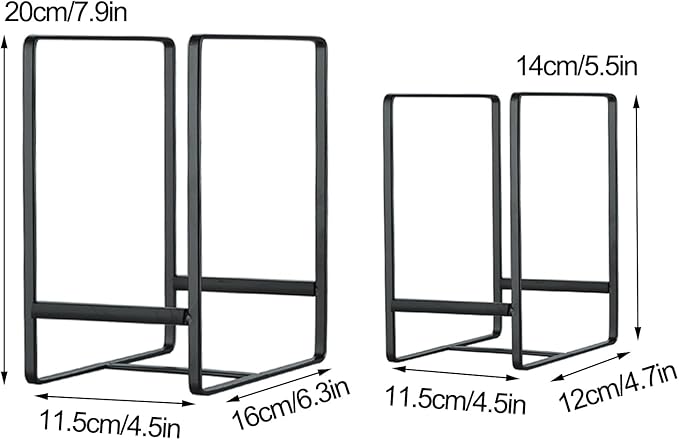 Metal Drying Rack, 3 Pack Inside Cabinet Plate Holders Organizers, Upright Dish Racks for Countertop and Cupboard, Large Capacity, Black (20x16x11.5 cm Each)