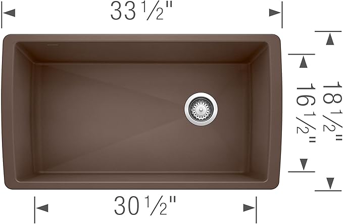BLANCO, Café Brown 441771 DIAMOND SILGRANIT Super Single Undermount Kitchen Sink, 33.5" X 18.5"