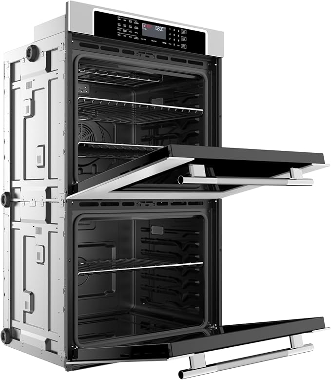 Empava 30 inch Built-In Electric Double Wall Oven, 10 Cu. ft. Capacity, True Convection, Air Fry, Self-Cleaning, Screen Touch Control