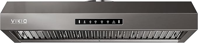 Range Hood 36 inch,1.5 Sones Quiet for Stove Vent Hood,Black Stainless Steel (PVD) Kitchen Exhaust Hood with 1200 CFM, Hood Vent with 3 Speed Gesture Sensing&Touch Control Panel