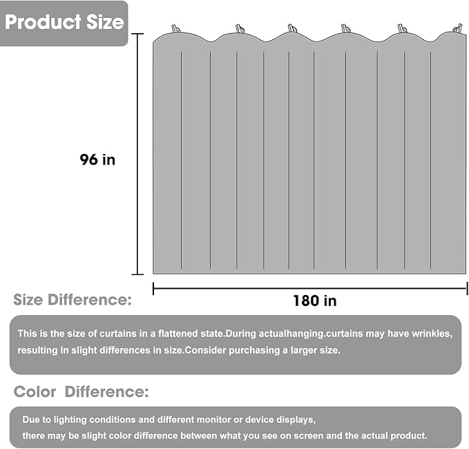 Room Divider Blackout Curtain Track Curtains Wall Dividers Panels Screen for Living Rooms Bedroom Office Privacy Partition Separation, W180 × L96 Inch,1 Panel, Black