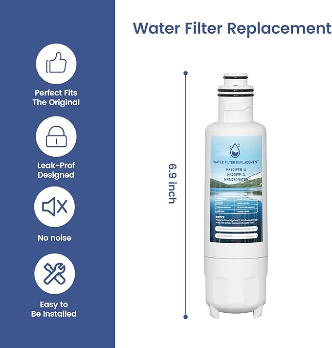 HX2019FR-A Water Filter Replacement, Compatible with Hisense HX2019FR-A, HX2019F-A, HRM260N6TSE, HRFD560SW, HRCD585BW, HRFD634BW, HRCD650BW, HRCD586TBWB and Mora MRM260N6TSE 3 Pack
