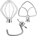 Gdrtwwh Wire Whip Dough Hook Flat Blade for KitchenAid 4.5-5 Qt. Tilt-Head Stand Mixers Accessory, Dishwasher Safe
