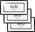 Homeforia 5x10 Business License Frame Black, High End Metal 5 x 10 Document Certificate Frame with Mat 4x9, 5 by 10 Professional License Frames for Wall or Tabletop, Tempered Glass, Wall Kit, Set of 3