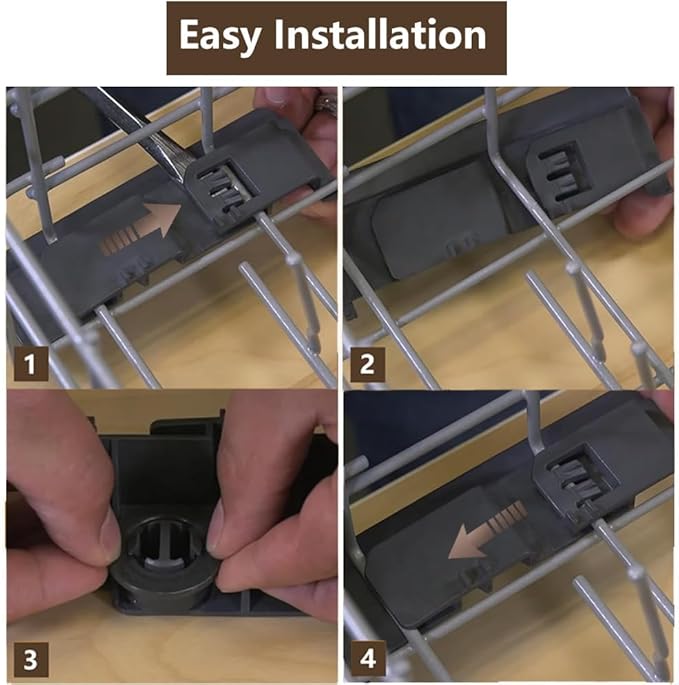 4 PCS WD28X27241 Lower Rack and Carrier Kit for GE Hot-point,Hai-er Dishwasher, Dishwasher Lower Rack Replaces WD12X10438 WD12X10439 WD12X10446