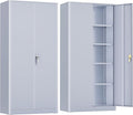 Crownland 72" Metal Storage Cabinet, Lockable Garage Storage Cabinets, High Office Cabinet with Adjustable Shelves for Garage, Home Office, Pantry, File(Cement Grey)