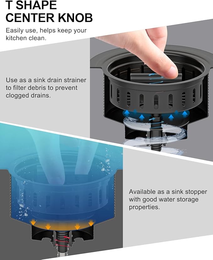BOTEMY B9171 Bronze Kitchen Sink Drain Kit 3 1/2 Sink Strainer for Kitchen Sink with Stainless Steel Strainer Stopper Drain Assembly Basket Strainer Fit Standard Sink Drain Hole