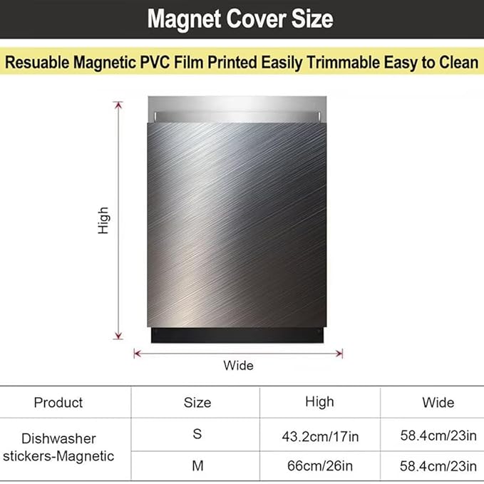 Stainless Steel Dishwasher Magnet Cover, Silver Magnetic Dishwasher Cover for Front Door Panel, Magnetic Dishwasher Decorative Panel Decal Refrigerator Sticker, 23"x 17"