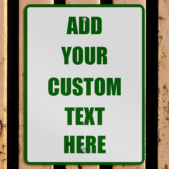 Aluminum Weatherproof Metal Sign Multiple Sizes Custom Personalized Text Here White Green Directions Vertical Street 12x18Inches