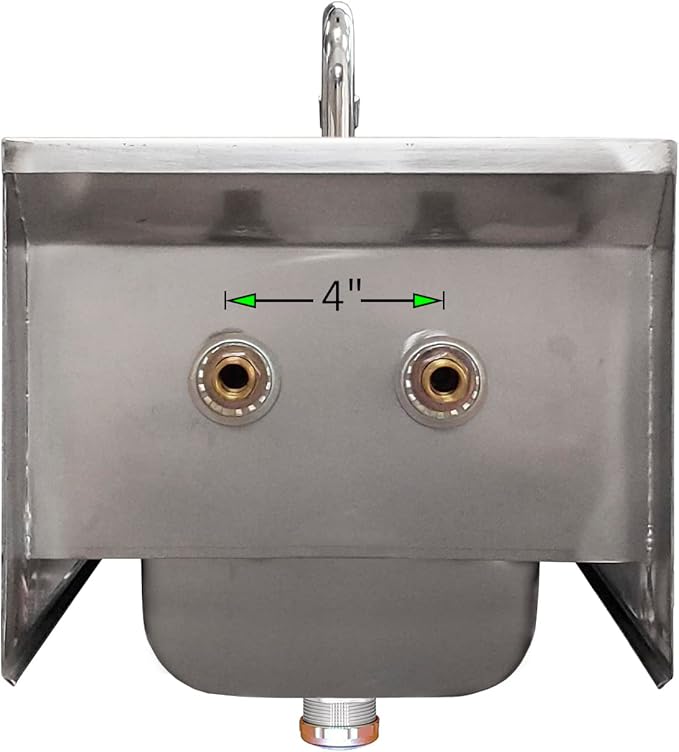 AmGood Stainless Steel Wall Mount Hand Sink | NSF | Commercial Hand Washing Basin For Restaurant, Kitchen and Home (12" x 12" with Sidesplash)