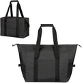 Insulated Shopping Cooler Bags with Zippered Top for Groceries, Reusable Thermal Foam Tote Bag for Travel, Picnic or Lunch Foods, Black