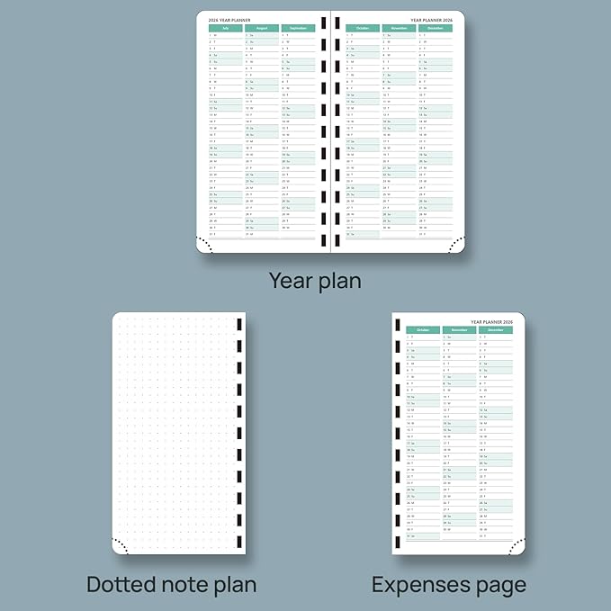 POPRUN 2026 Pocket Planner (Slim Size 3.5" x 6.5") Weekly and Monthly Calendar for Purse, with Hourly Time Slots, 100GSM Thick Paper, Spiral Soft Cover, Pen Holder - Burgundy Red