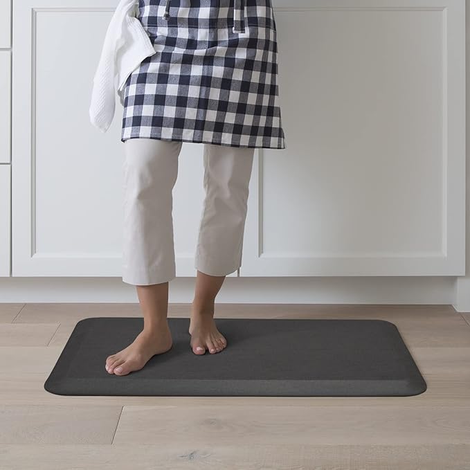 NewLife by GelPro Ergo-Foam Cushioned Anti-Fatigue Standing Kitchen Floor Mat, Padded Stain-Resistant, Waterproof, Non-Slip Comfort Padded Desk/Office Mat - 20" x 32", Grasscloth Charcoal