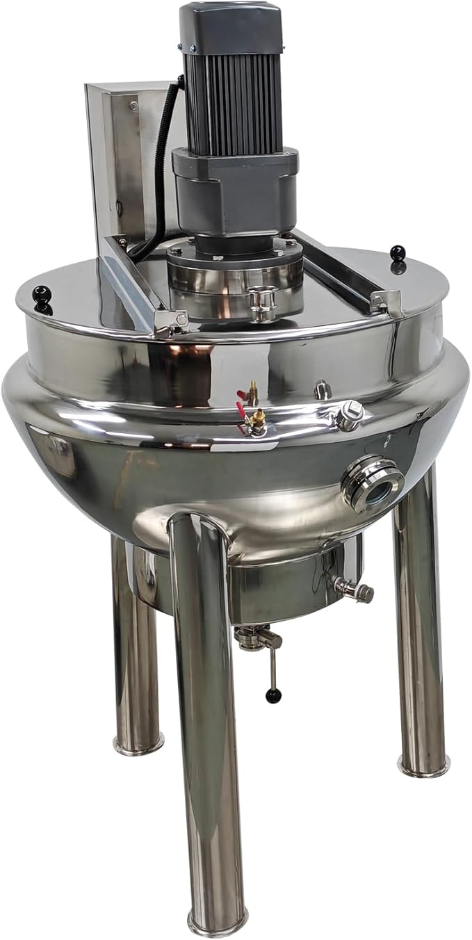 220V 100L Electric Jacketed Kettle - Commercial Heating Cooking Machine for Soup, Beverages, Jams & Sandwiches - High-Efficiency Steam Pot, Food Warmer 26.5 Gallon