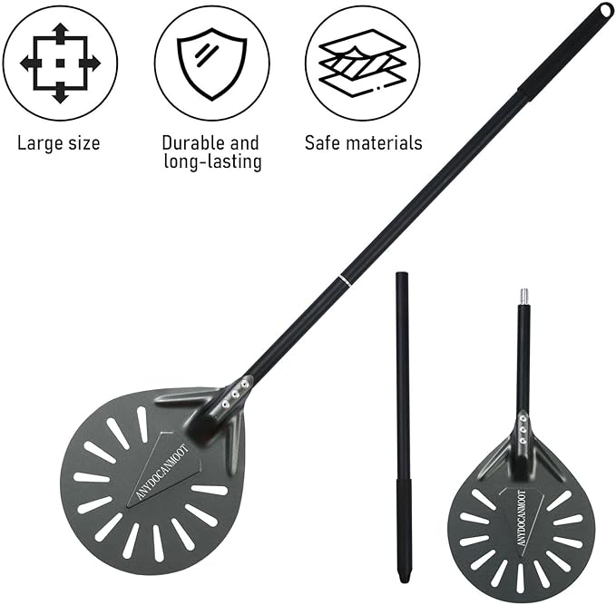 Perforated Pizza Peels 6 INCH pizza spatula paddle Long Handle Metal Pizza Spatula for Indoor and Outdoor (6 inch bundle)