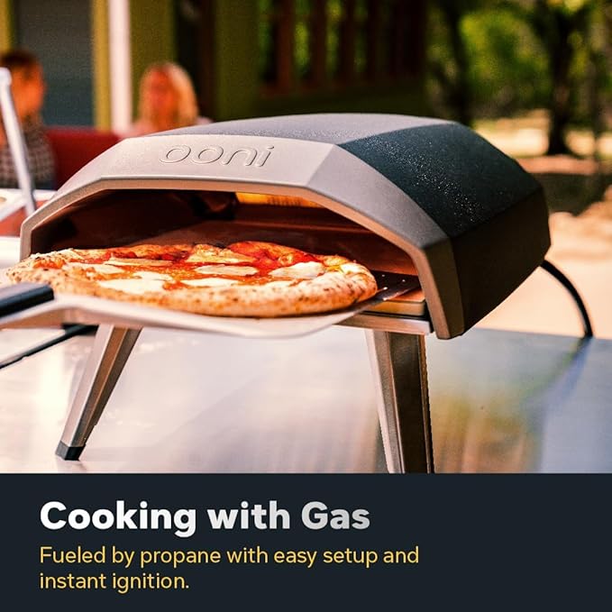 Ooni Koda 12 Gas Pizza Oven & Peel Bundle – 28mbar Propane Outdoor Portable Oven For Stonebaked 12 Inch Pizzas in 60 Seconds, Includes 12" Pizza Peel and Gas Hose & Regulator