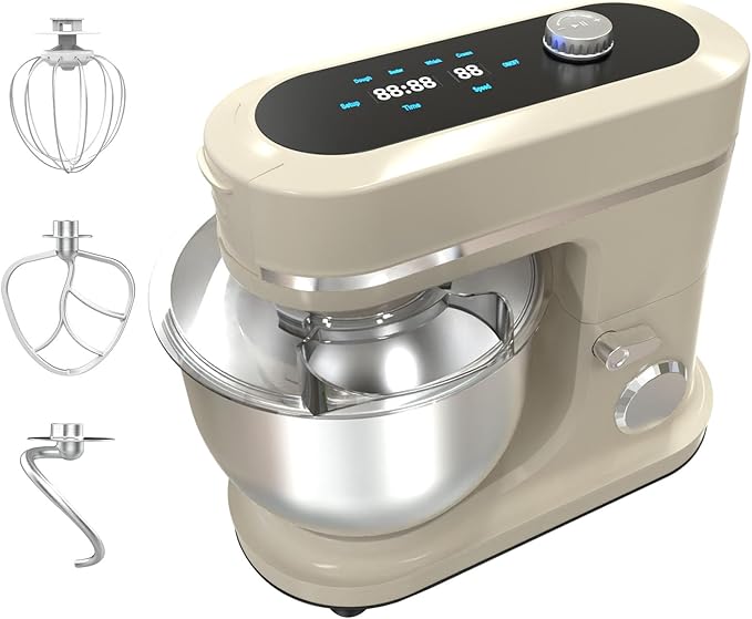 900W Stand Mixer 8 QT Kitchen Dough Mixers LED Touch Screen Adjustable Speed Electric Household Mixers With Bowl,Dough Hook,Whisk And Beater For Baking, Cake,Pizza And Most Home Cooks