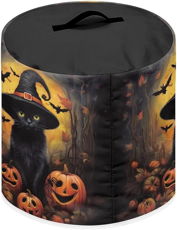Pressure Cooker Cover for 6 Quart Air Fryer Accessories, Stain Resistant Electric Appliance Cover with Pockets for Halloween Decoration, Black Cat Witch Pumpkin