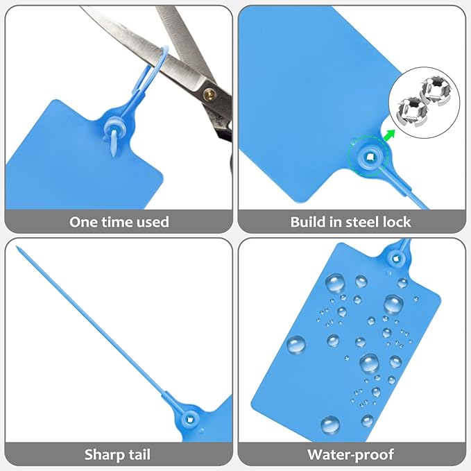 100 Plastic Tags - Waterproof, Writable, Large Shipping Labels with One Blue Marker Pen