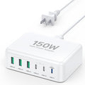 USB C Fast Charger Block, 150W 6 Port Desktop PD GaN Fast Charger Charging Station Block 65W USB C Laptop Power Adapter for MacBook Pro/Air iPad iPhone 17 16 15 14 13 Pro Max Galaxy S23 Note 20 Pixel