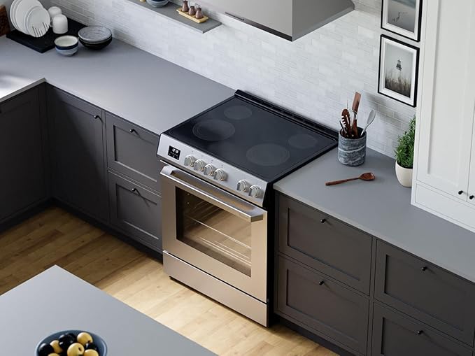 Rangaire RRE303TS Electric Range Oven with Timer and AirFry Infrared Stove Burners, True Convection, Easy Reach Racks, 30", Stainless Steel