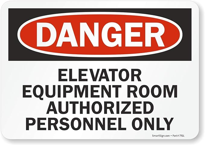 SmartSign "Danger - Elevator Equipment Room, Authorized Personnel Only" Label | 7" x 10" Laminated Vinyl