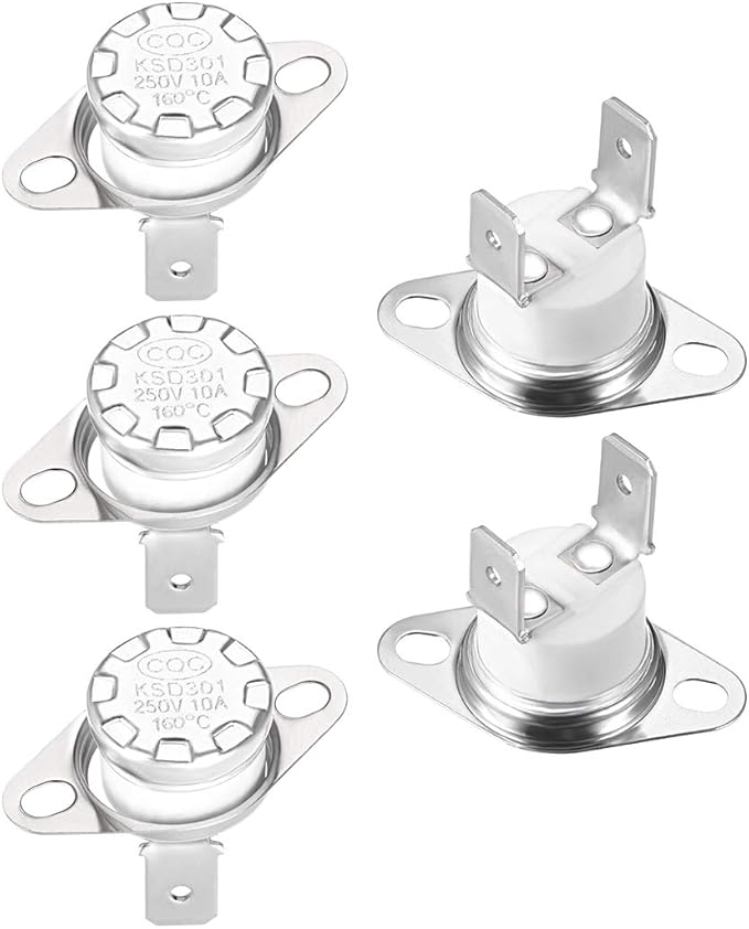 uxcell KSD301 Thermostat 160°C/320°F 10A Normally Closed N.C Adjust Snap Disc Temperature Switch for Microwaves,Oven,Coffee Maker 5pcs,Ceramic Material