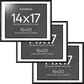 Homeforia 16x20 Diploma Black Wood Frame, High End Oak 16 x 20 Certificate Frames with Mat 14 x 17, 16by20 Document Frame Matted to 14by17, Wooden Graduation Frames, Tempered Glass, Wall Kit, Set of 3