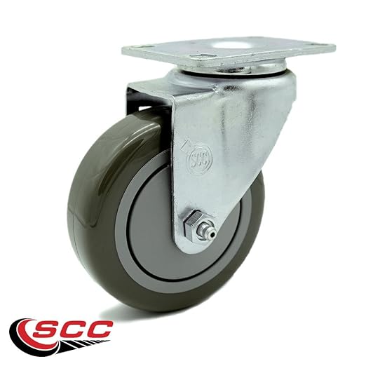 Service Caster Brand Replacement Caster for Uline Caster H-5539S-Swivel Top Plate Caster with 4 Inch Gray Polyurethane Wheel-Light Duty Replacement Caster-Fits Carts, Dollies and Poly Box Truck H-1956