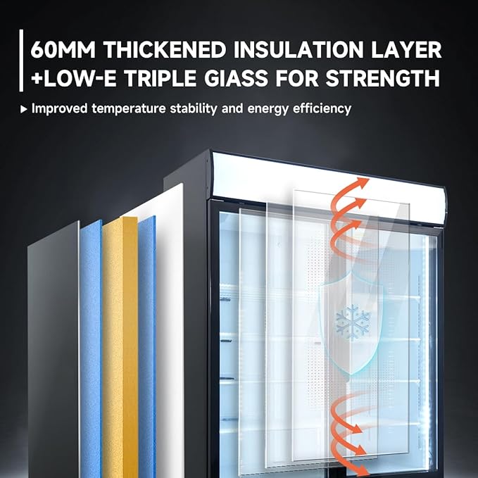 44.8 Cu.Ft Double Door Commercial Upright Display Freezer Merchandiser —Glass Doors With ETL Certified, -8 to -1℉,Auto Defrost, Heated Door Frame, LED Lighting, for Cafes, Restaurants, Stores.