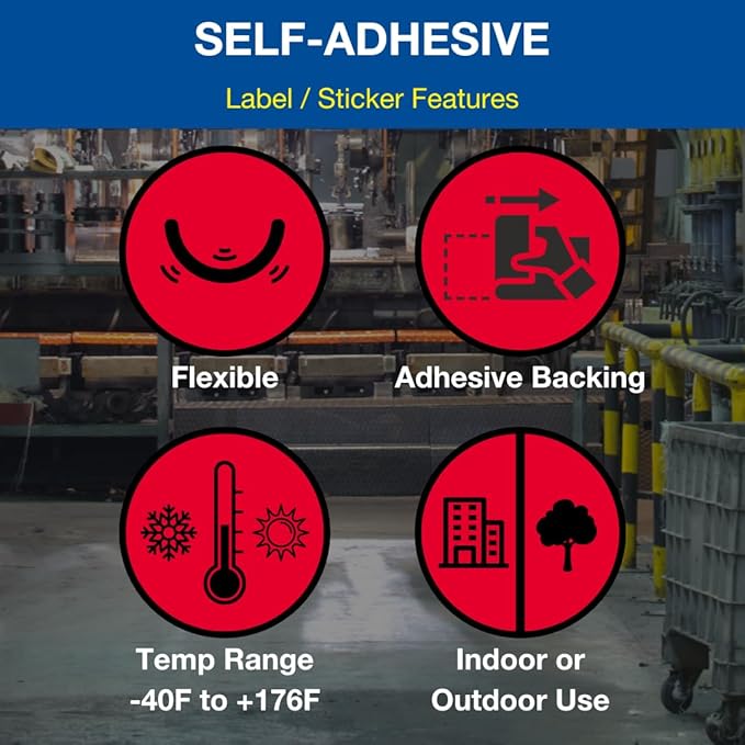 ComplianceSigns.com DANGER High Voltage 480 Volts OSHA Safety Label Decal, 5x3.5 in. 4-Pack Vinyl for Electrical, Made in USA