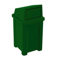 32 Gallon Square 100% Recycled Plastic Heavy Duty Indoor or Outdoor Commercial Trash Can with Push Lid | Great for Schools and Businesses - Green Granite