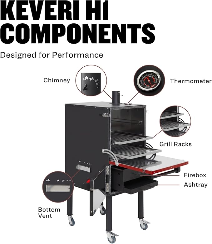 Keveri H1 Black Truffle | Multi-Purpose Charcoal Oven | Grill, Smoker, Roast, Bake, Pizza Oven