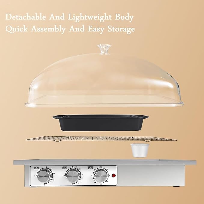 Electric Dough Proofer, Large Capacity Bread Proofing Box, Adjustable Humidity Temperature, 0-120min Timer, Ideal for Fermentation and Baking